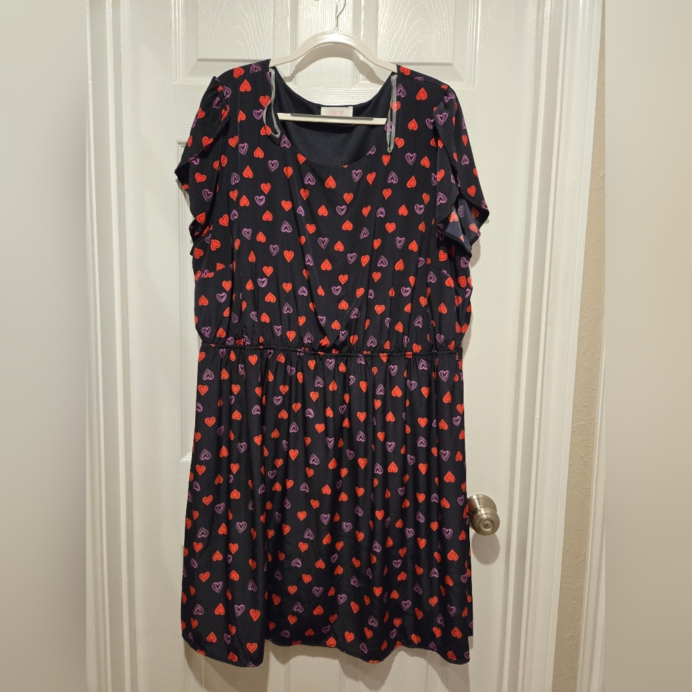 Modcloth Peach Love California Heart Patterned Dress